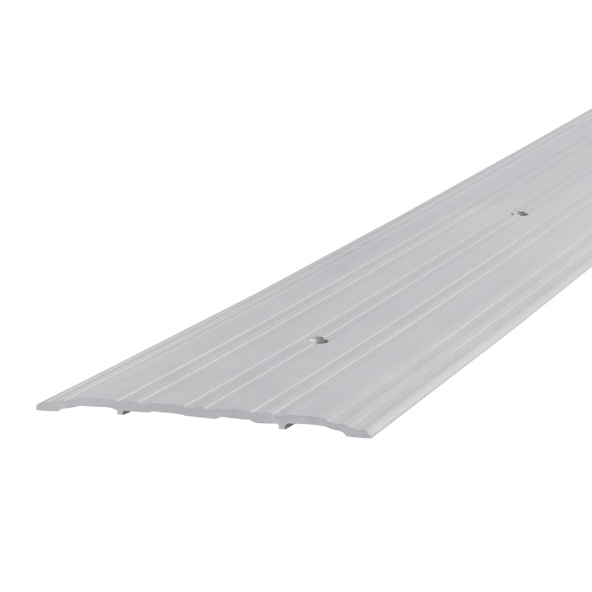 MD Building Products 68627 aluminum saddle threshold, front view; durable for high-traffic spaces.