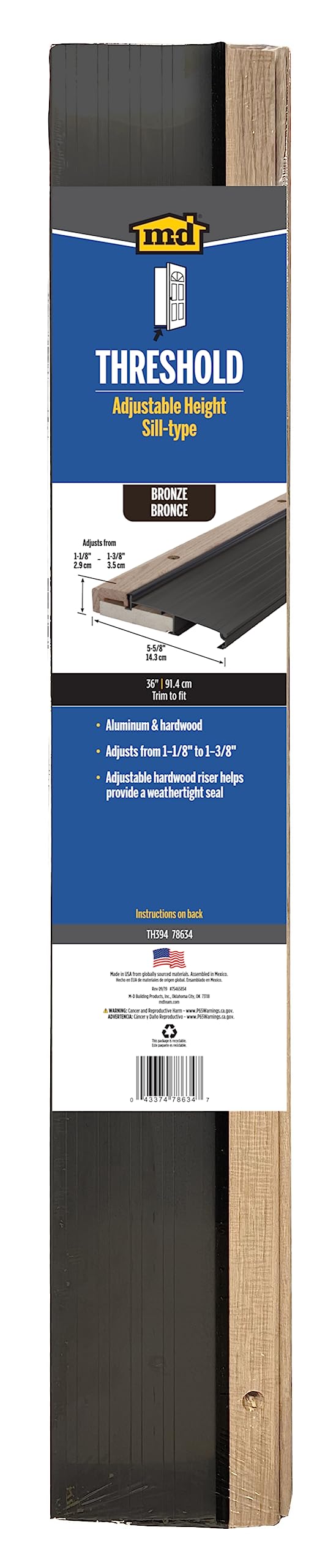 M-D Building Products 78634 bronze threshold seal blocks drafts and moisture at the doorway