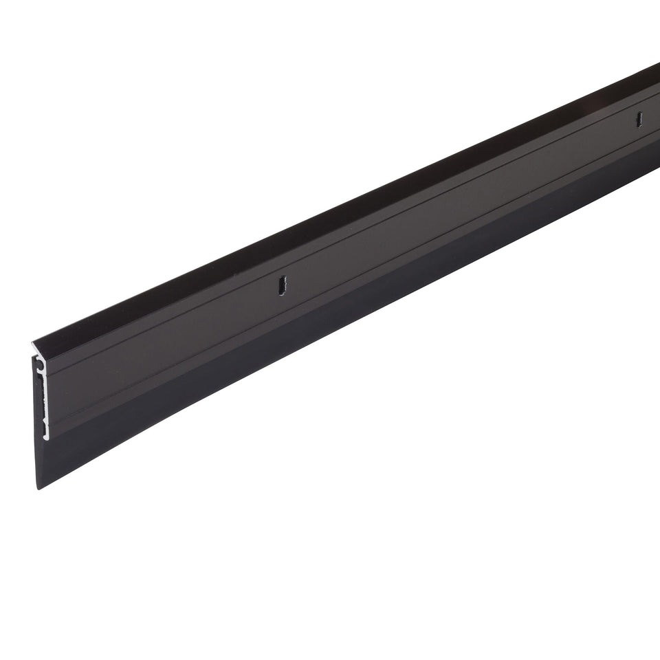 M-D All Season aluminum door sweep at bottom of door provides durable draft protection.