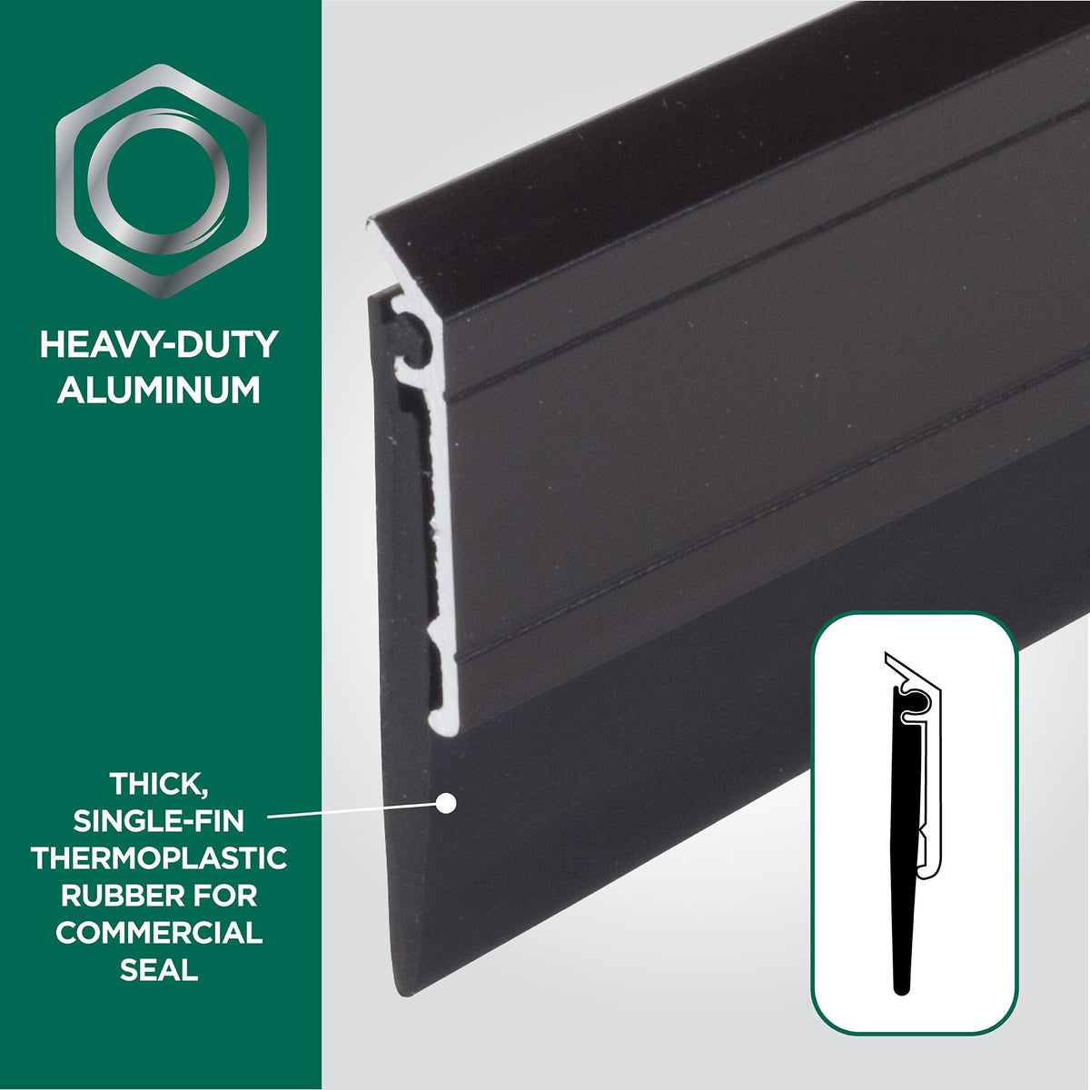 M-D weather stripping helps reduce dust, drafts, and debris under doors.