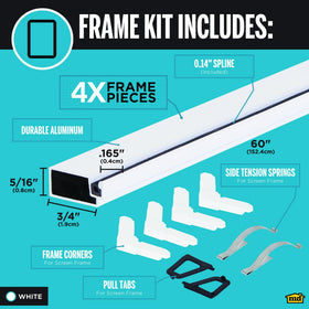M-D Building Products screen frame 60x60 in white, sturdy base for screen installation.