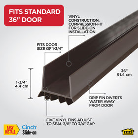 M-D Building Products Cinch seal on a door edge creating a snug draft barrier.