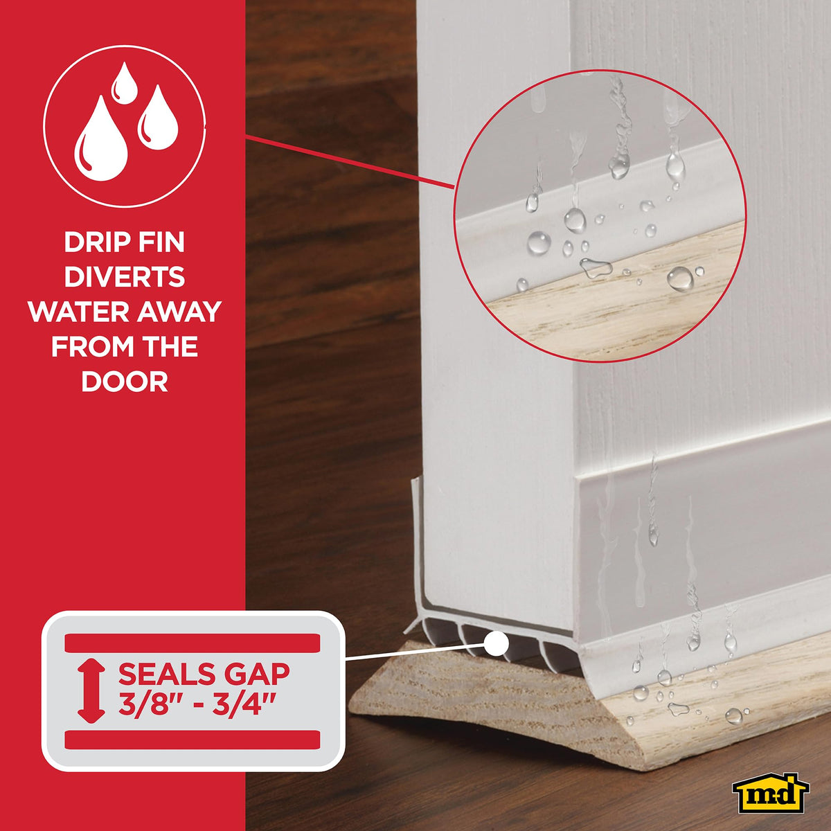 M-D Vinyl Cinch U-Shape seal sliding onto a door edge during installation