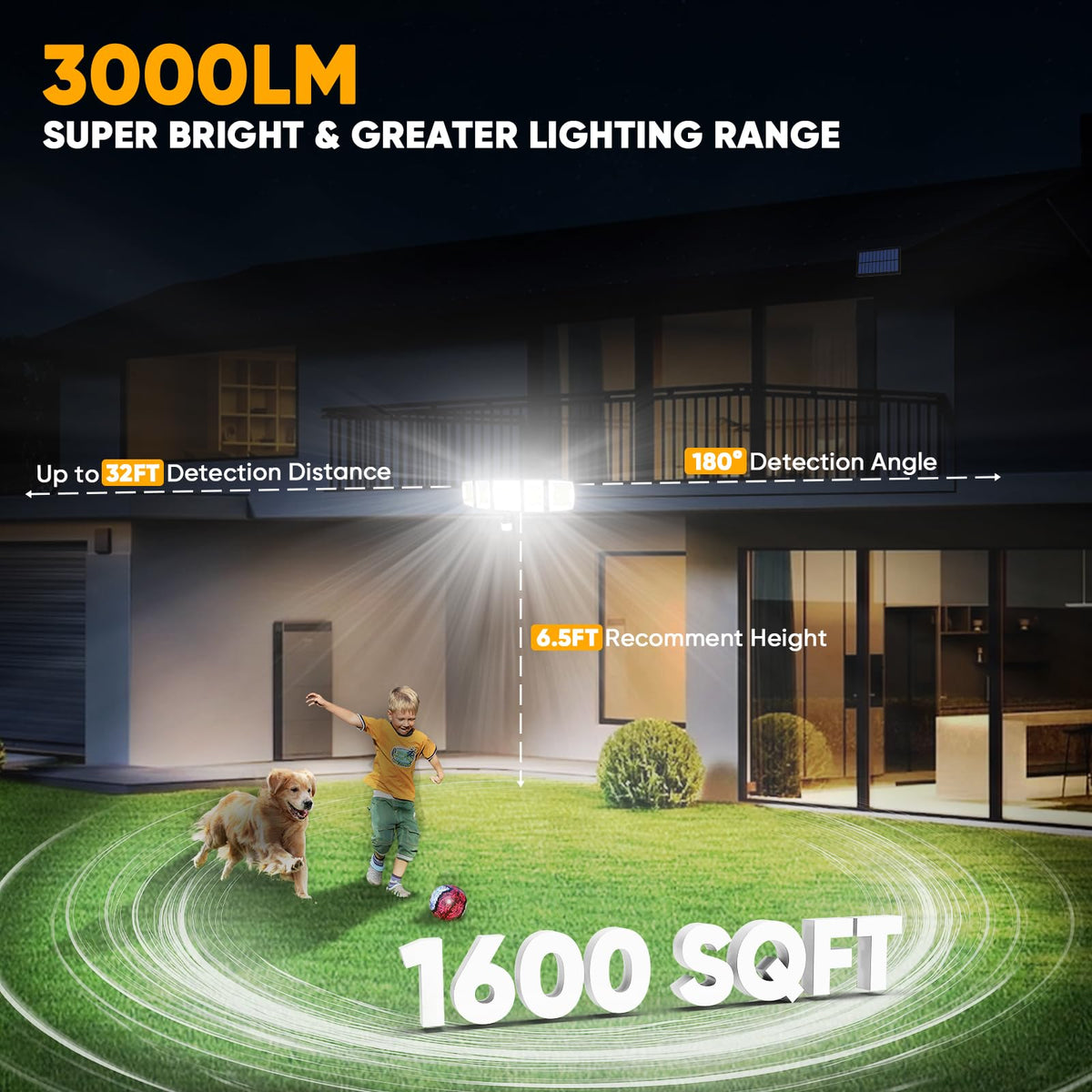 MDCMDCM 2400mAh battery powers long-night lighting after daytime charging.