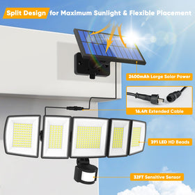 MDCMDCM five-head LED setup covers wide areas for yard and entryway.