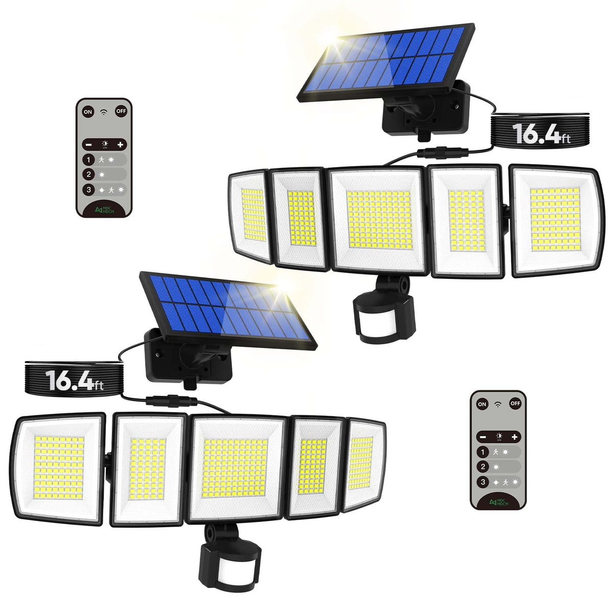MDCMDCM solar motion lights outdoor with 16.4ft cable for flexible front-porch installation.