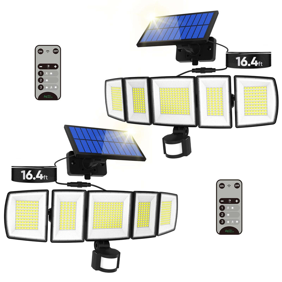 MDCMDCM solar motion lights outdoor with 16.4ft cable for flexible front-porch installation.