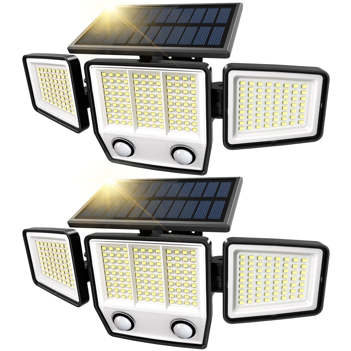 MDCMDCM solar motion sensor outdoor lights with three heads for bright 3000lm illumination