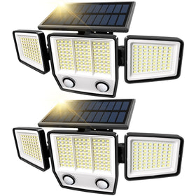 MDCMDCM solar motion sensor outdoor lights with three heads for bright 3000lm illumination