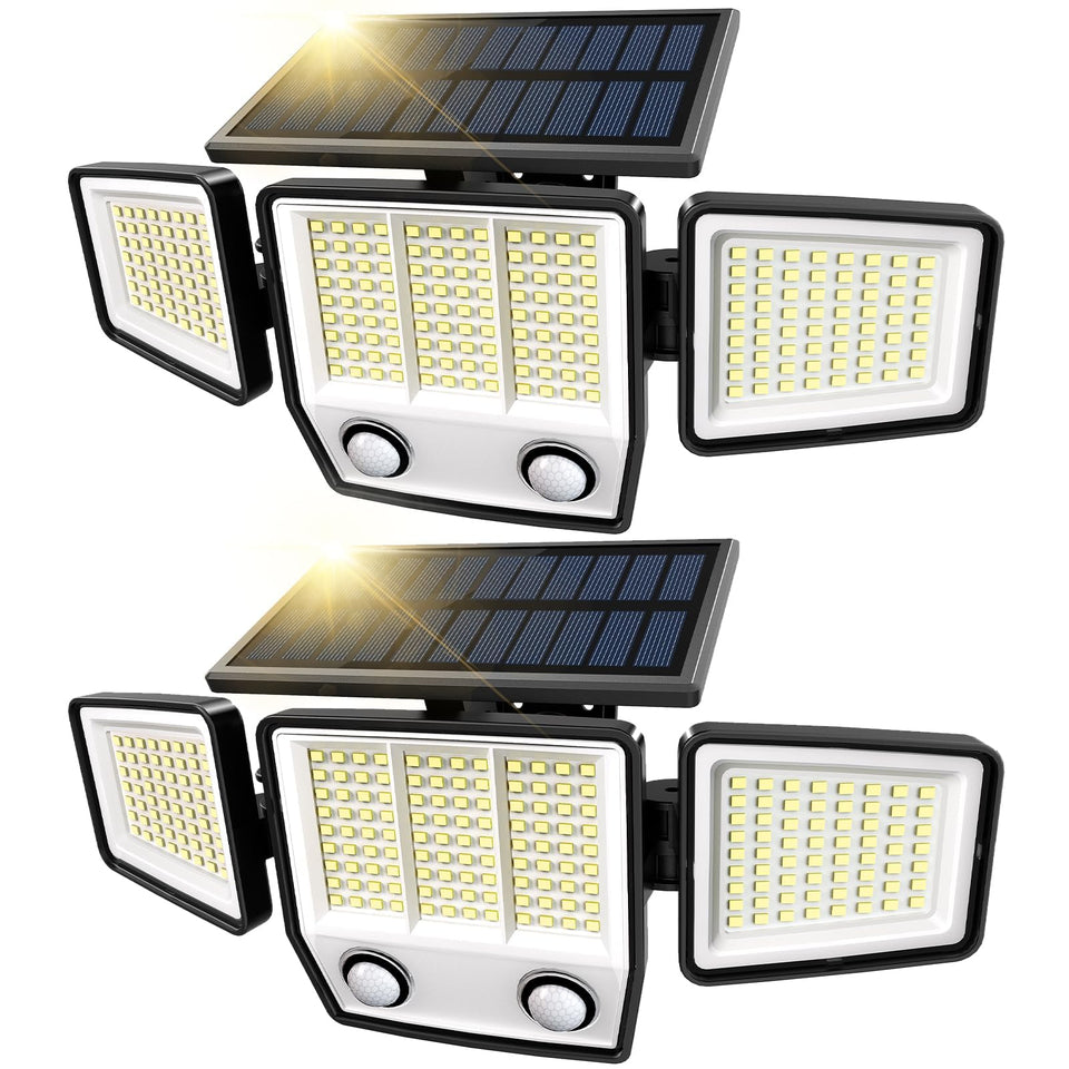 MDCMDCM solar motion sensor outdoor lights with three heads for bright 3000lm illumination