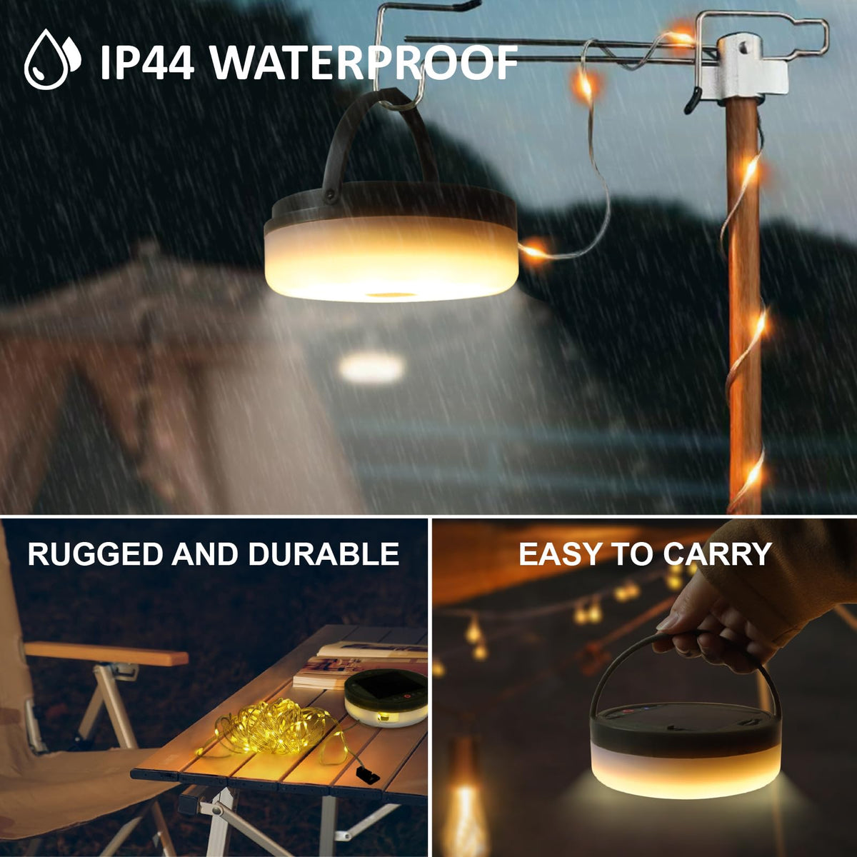 MDCMLKS warm white LEDs create cozy tent ambience.
