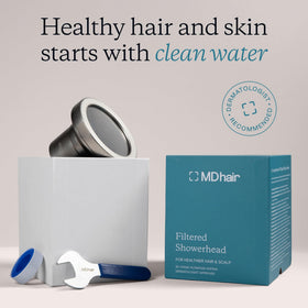 MDhair filtered shower head heavy metals removal supports skin and hair.