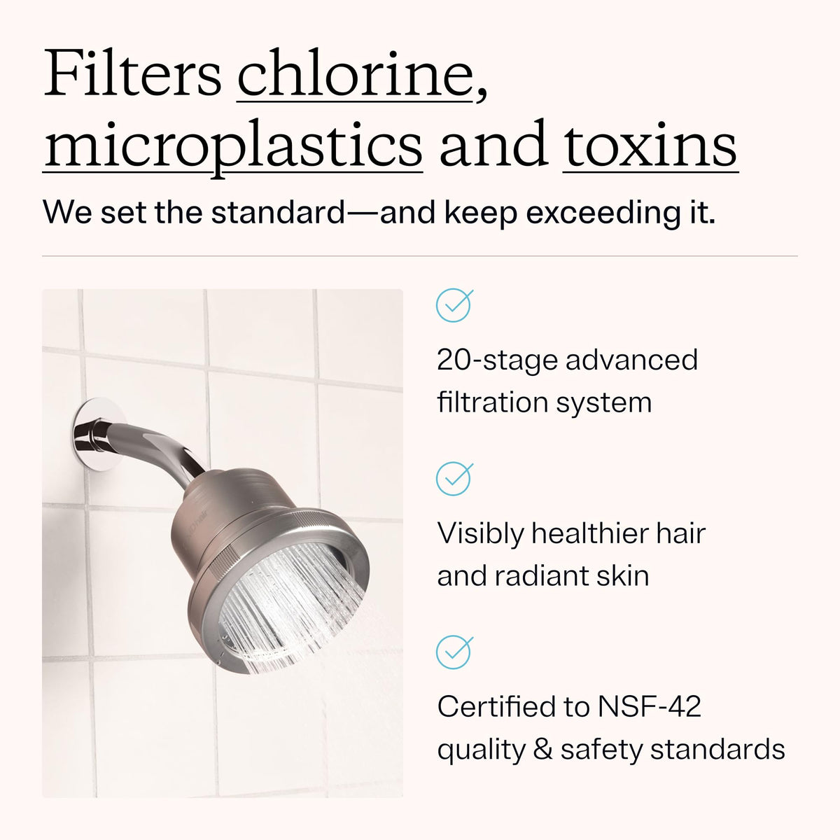 MDhair filtered shower head high-pressure performance delivers invigorating showers.