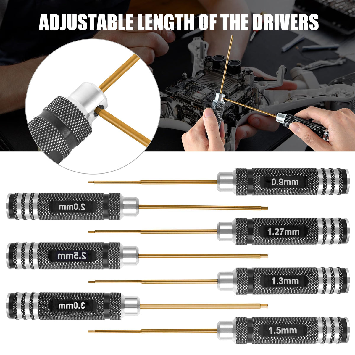 MDLHOBBY RC hex screwdriver 1.3mm tip delivers consistent torque for builds.