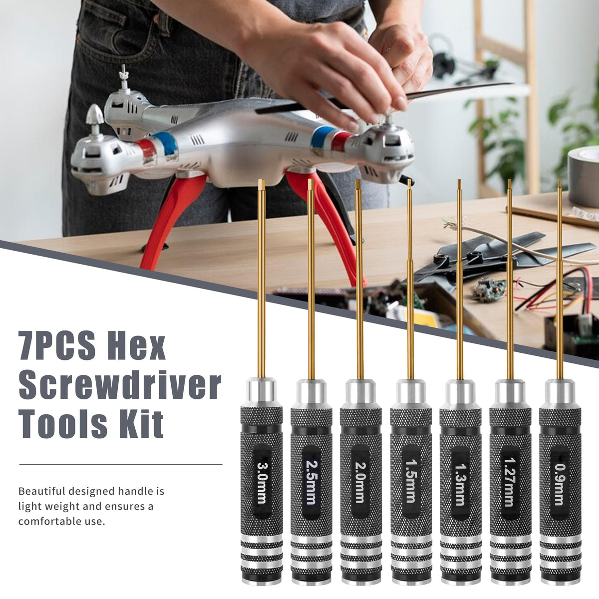 MDLHOBBY RC hex screwdriver 1.5mm tip suits mid-size screws on models.