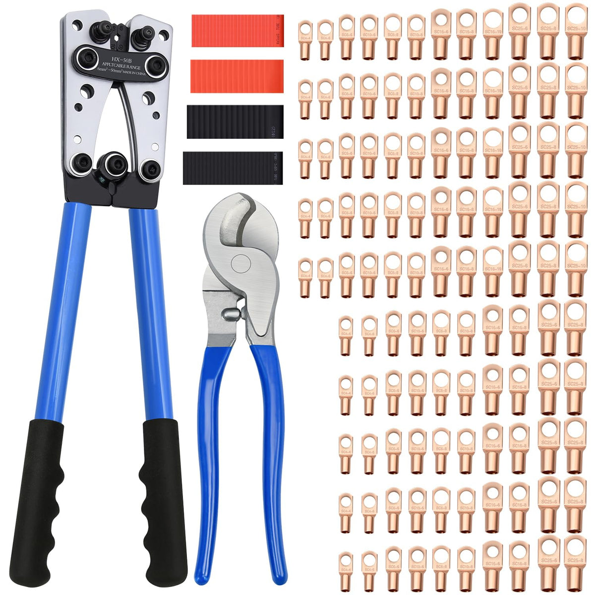 Mdvora cable lug crimping tool kit enables tidy, secure wiring connections.