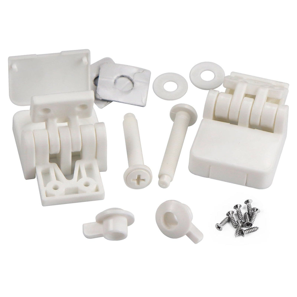 Meaferks toilet seat hinges in white PP for a durable, secure replacement.