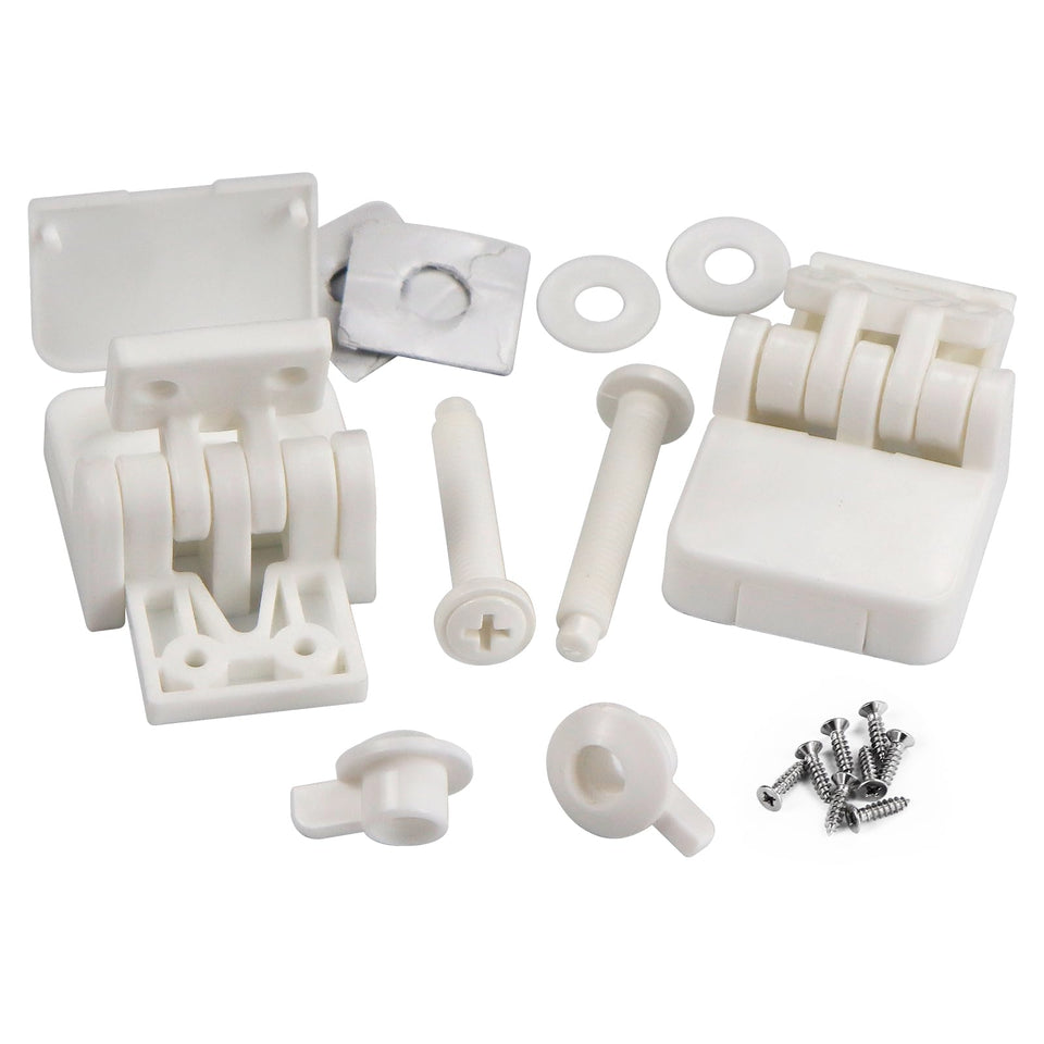 Meaferks toilet seat hinges in white PP for a durable, secure replacement.