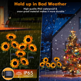 Meagoo solar sunflower light garden-path accent at night