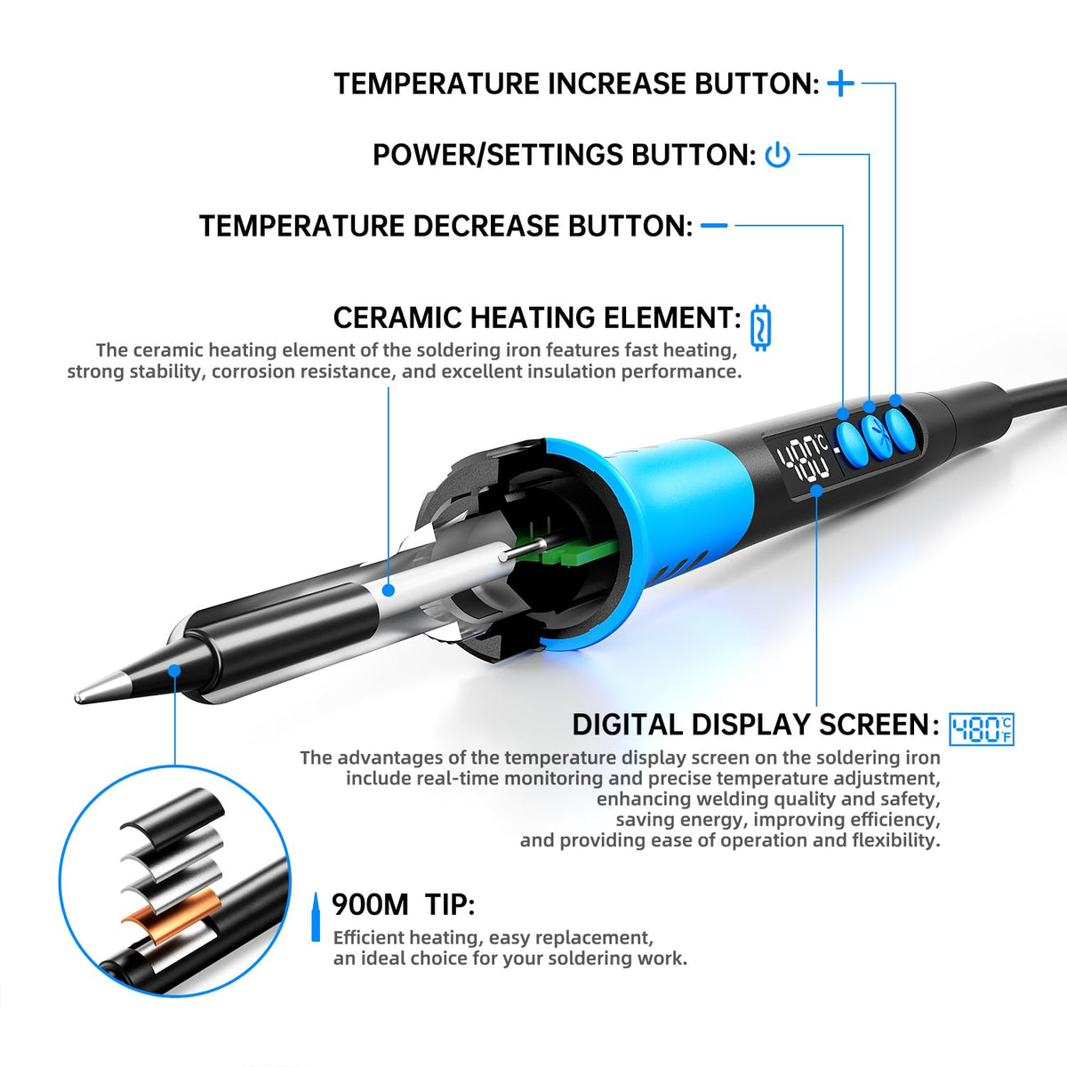 Meakest ergonomic silicone handle ensures comfortable, long sessions.