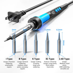 Meakest five-tip set supports various soldering tasks.