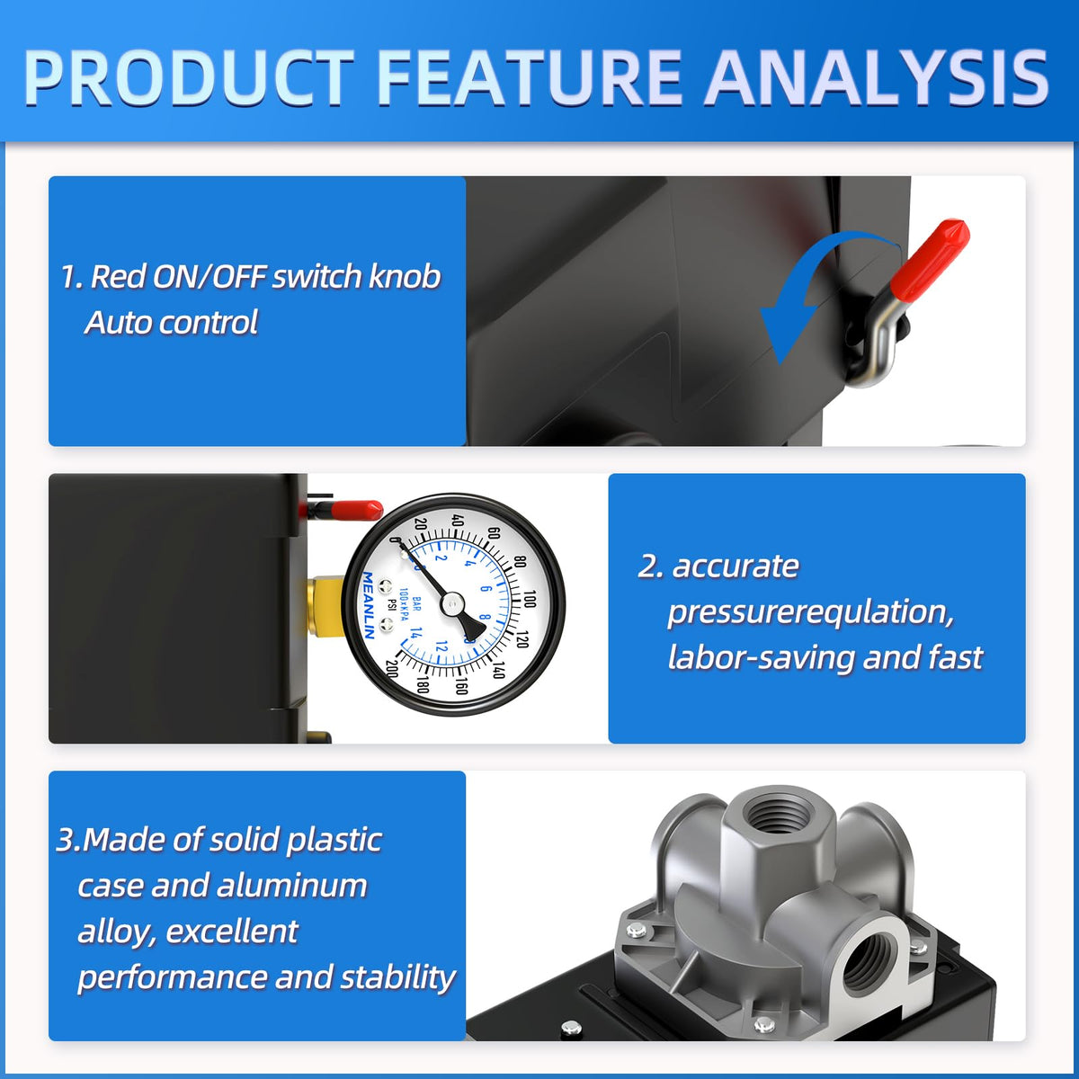 MEANLIN MEASURE red-switch automatic control module for air tools and compressors.