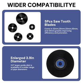 Meaowera five-blade set covers 22mm, 25mm, 32mm, 35mm, 44mm for varied cuts.