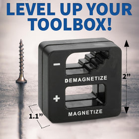MeasuPro demagnetizer set in blue demonstrating quick magnetism adjustment.