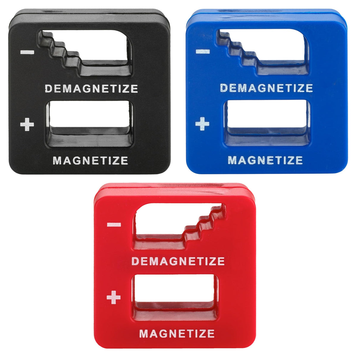 MeasuPro demagnetizer set in red showing magnetized tips for screws.