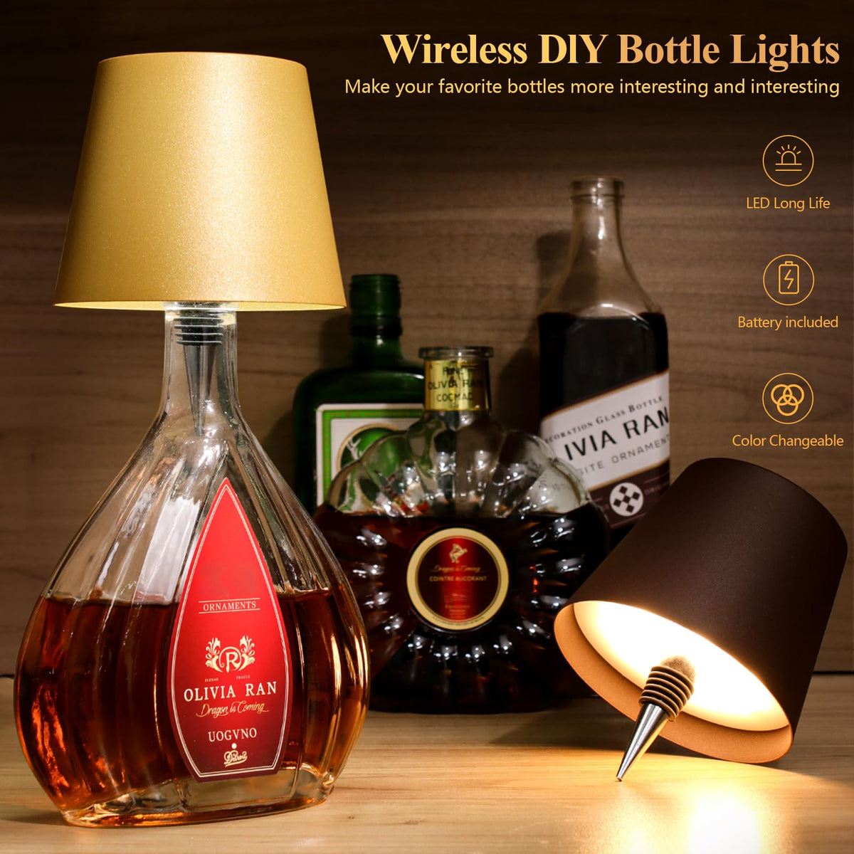 Mebaraul lamp base with flexible silicone adapter fits most bottles