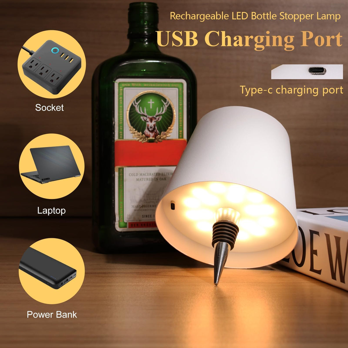 Mebaraul IP54 waterproof wireless bottle lamp for indoor and sheltered outdoor use.