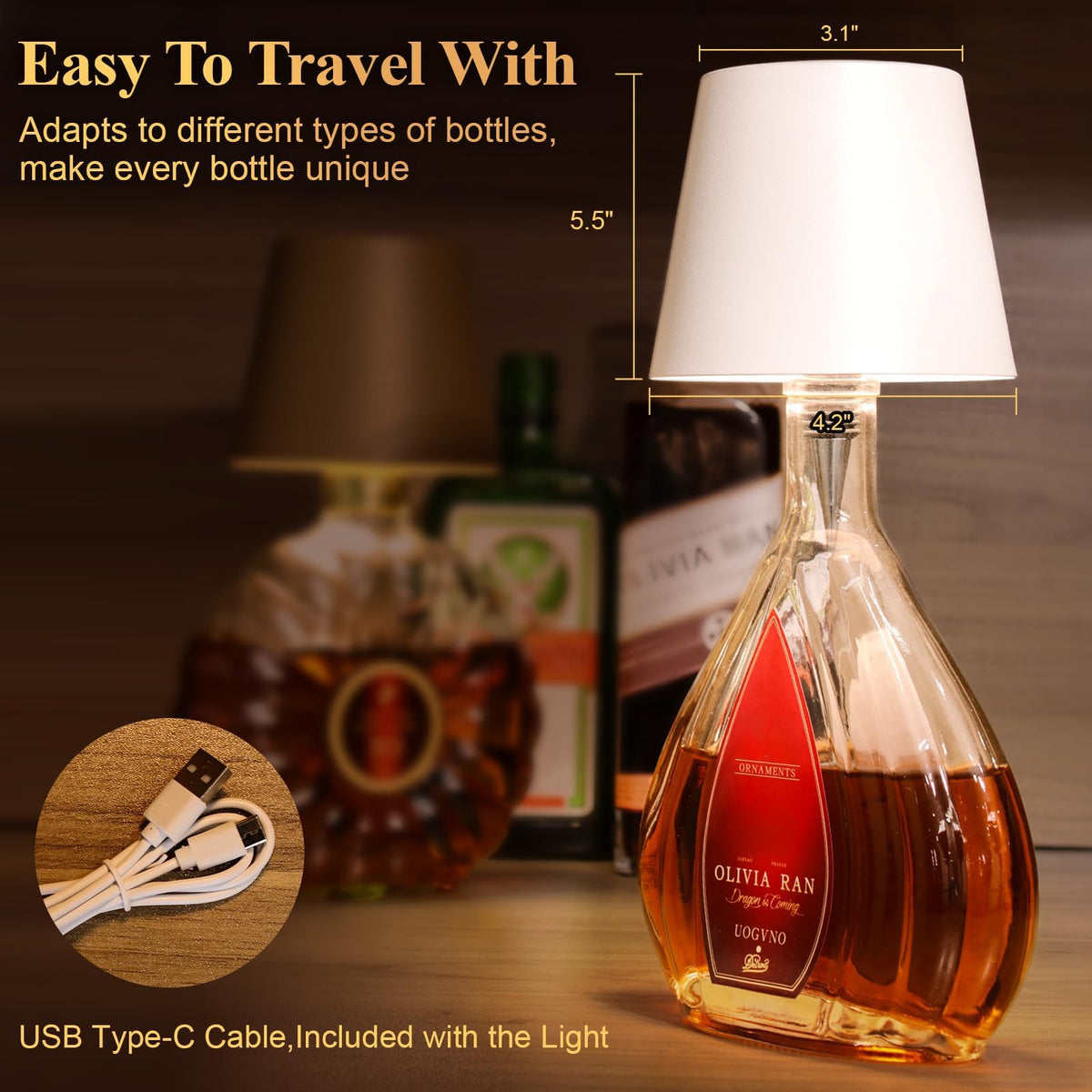 Mebaraul modern design bottle lamp adds a stylish decor touch.