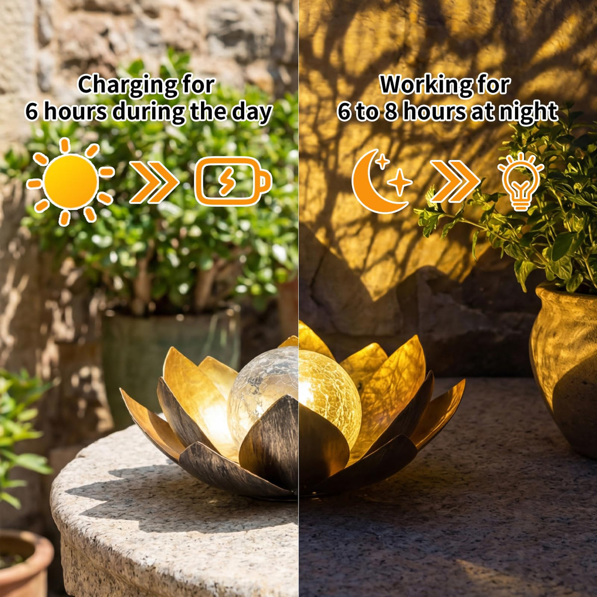 MEBRUDY anti-rust coated lotus lamp withstands outdoor conditions with lasting beauty