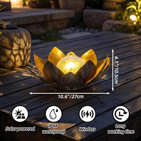 MEBRUDY lotus flower lamp enhances patios with decorative weather-resistant illumination