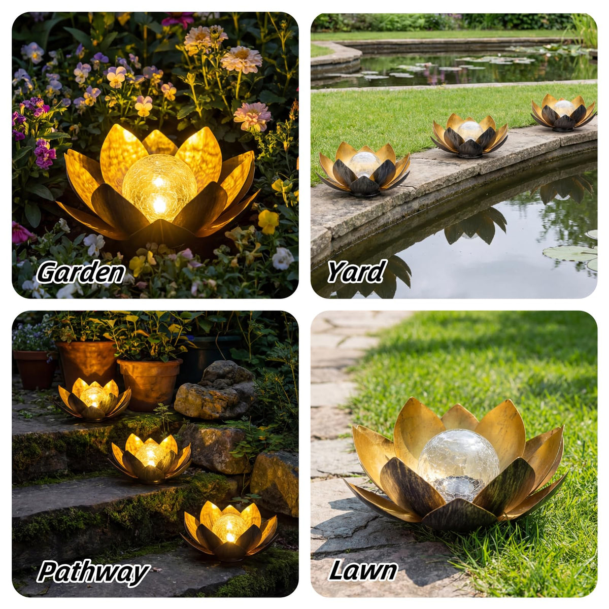 MEBRUDY on/off switch lotus light ready for easy outdoor setup