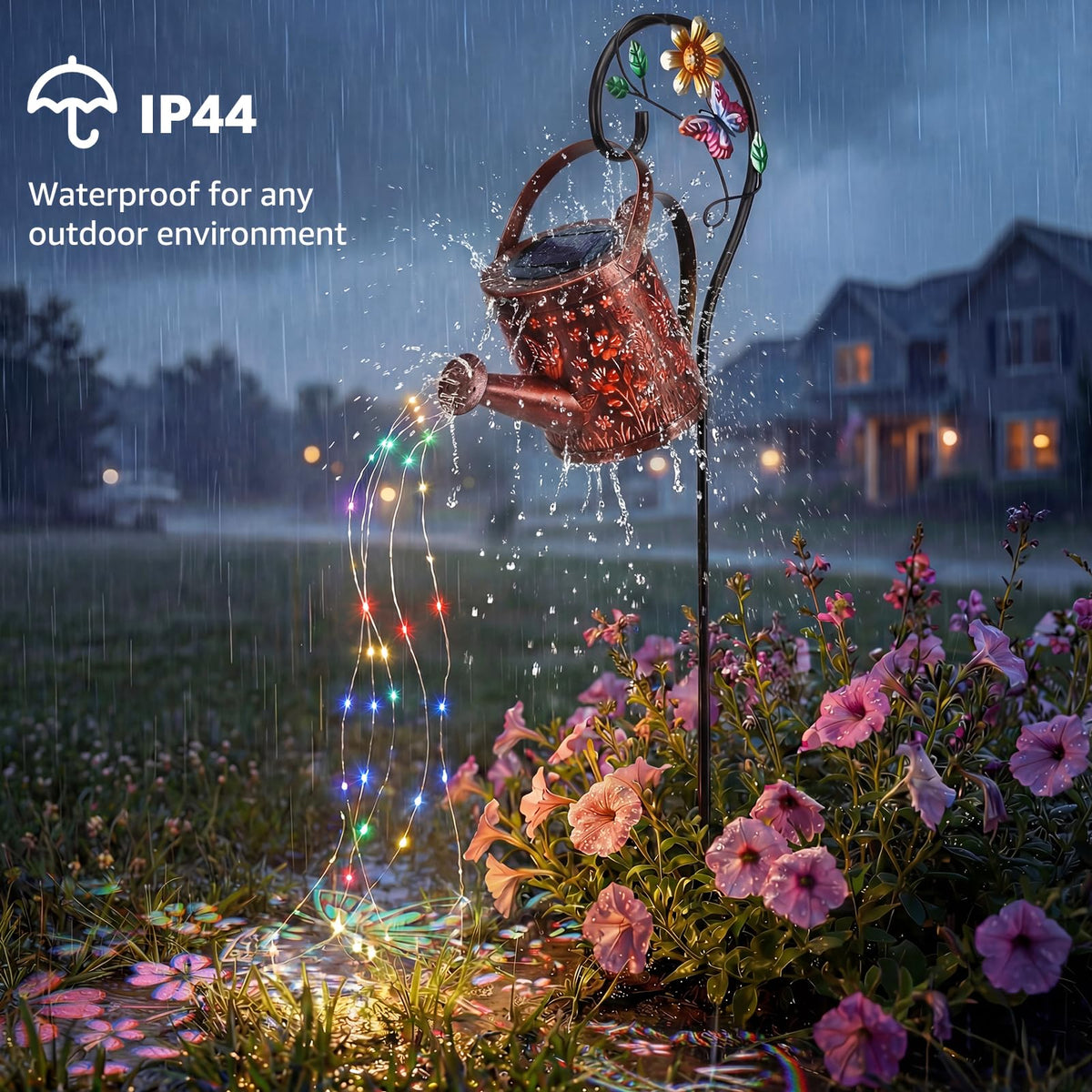MEBRUDY butterfly watering can light creates romantic porch ambiance