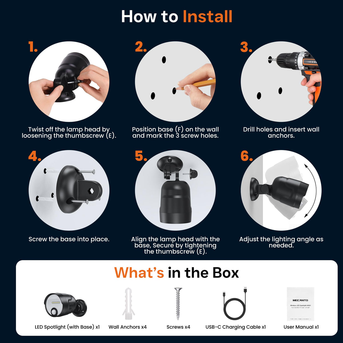 Mecanto motion sensor with 30 ft range and 120-degree coverage