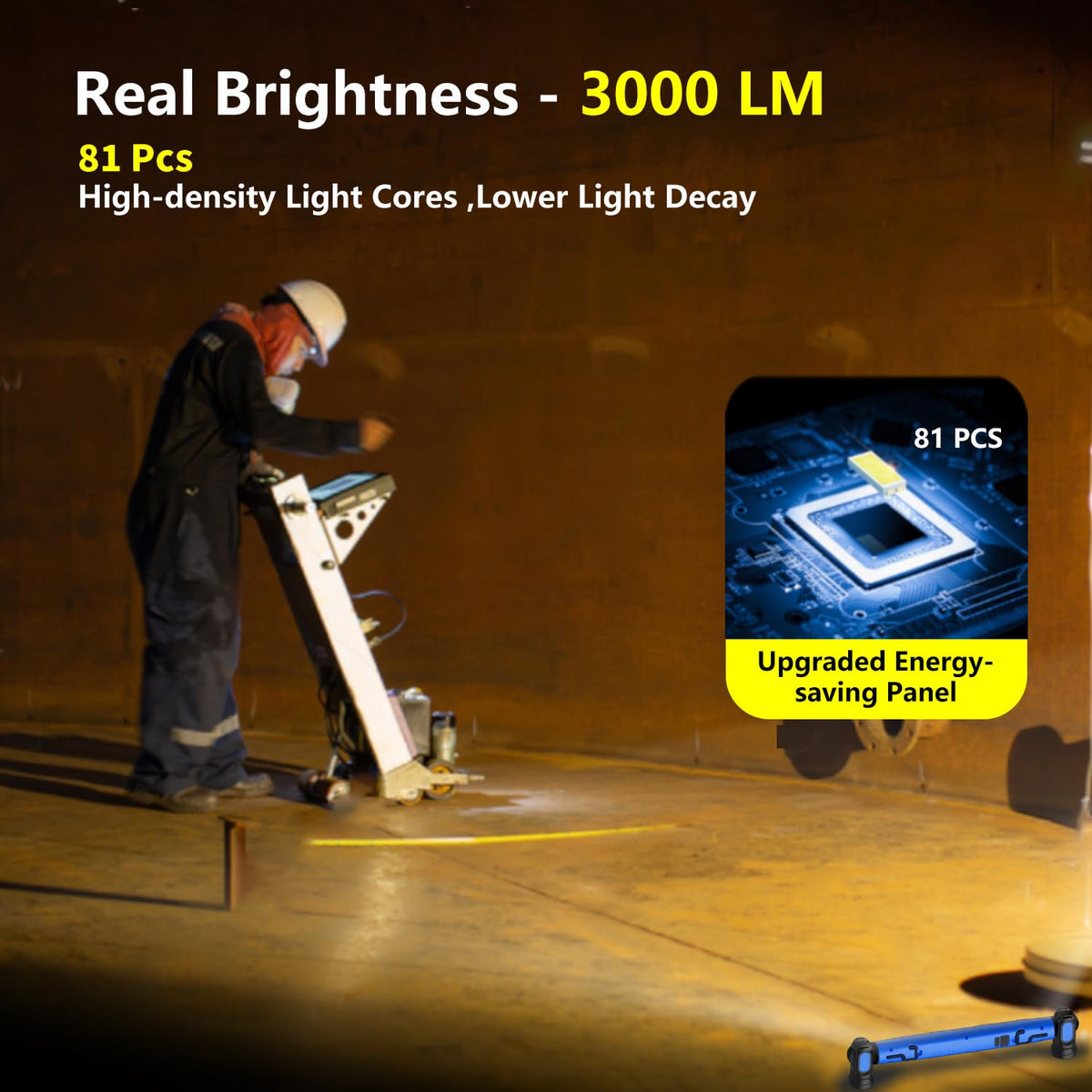 MechaniLite 3000LM LED bar provides wide, bright coverage for tight workspace.