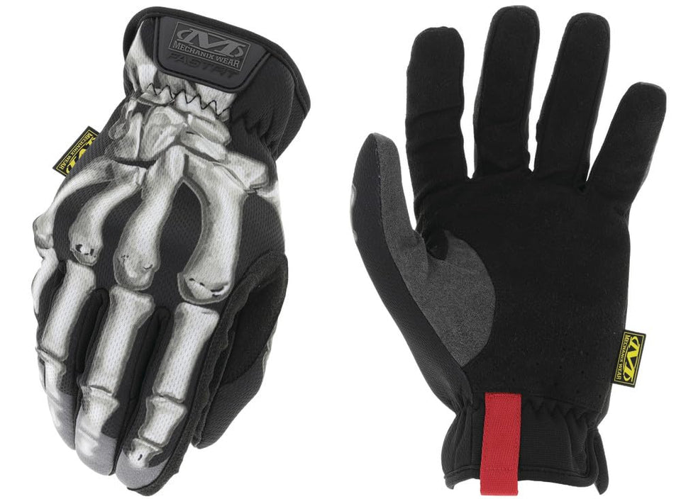 Mechanix Wear FastFit Bones Gloves with skeletal graphic for durable hand protection on the job.