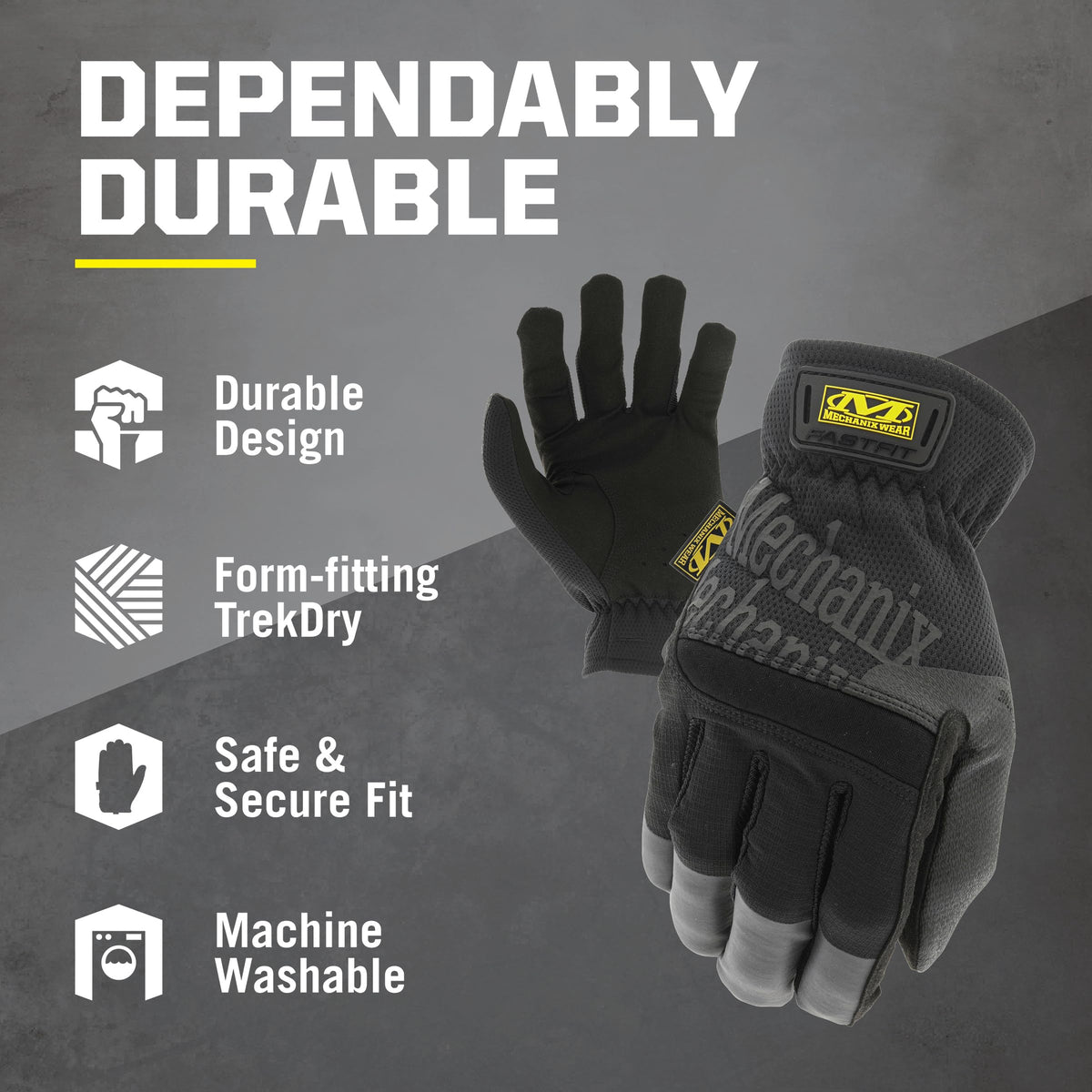 Mechanix Wear FastFit back hand ripstop material for durability.