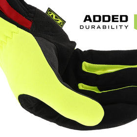 Mechanix Wear Hi-Viz FastFit pinched fingertips improve fingertip strength during detailed tasks.