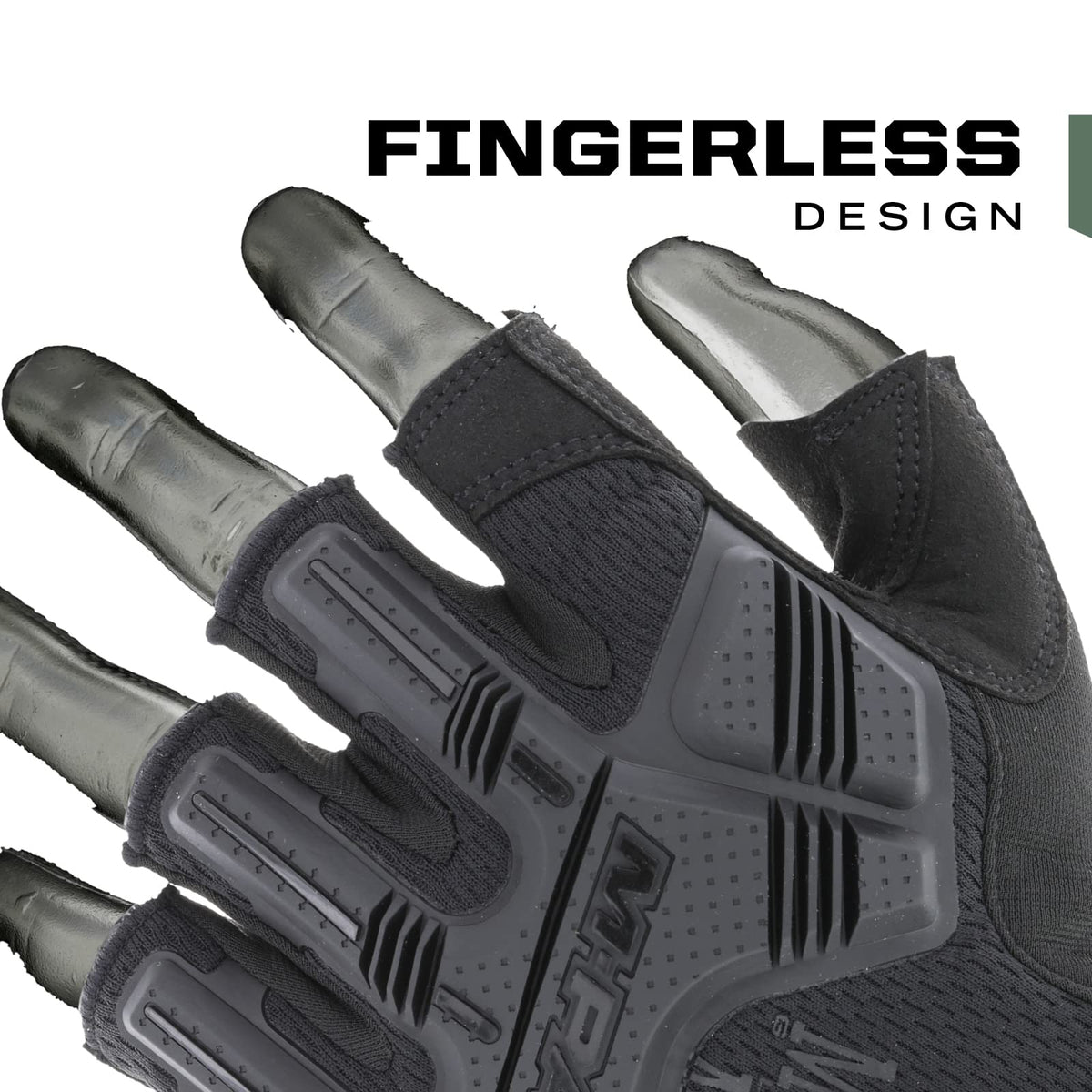 M-Pact palm close-up with D3O padding absorbing impact.
