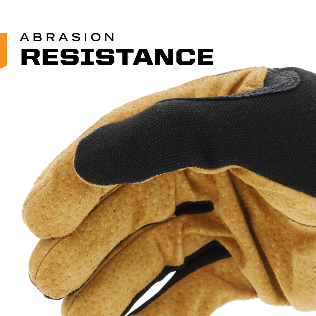 Mechanix Wear FastFit Leather Gloves backhand view with secure stretch-elastic cuff for debris defense
