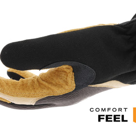 Mechanix Wear FastFit Leather Gloves two-piece palm reduces bunching for smooth dexterity.