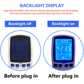 MECHEER watt meter plug overload alert protects devices from over demand.