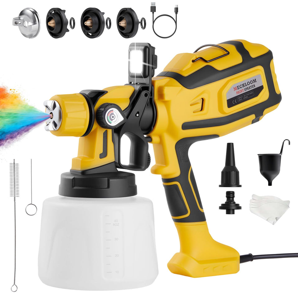 Mechloom 1000W paint sprayer front view for smooth home painting tasks