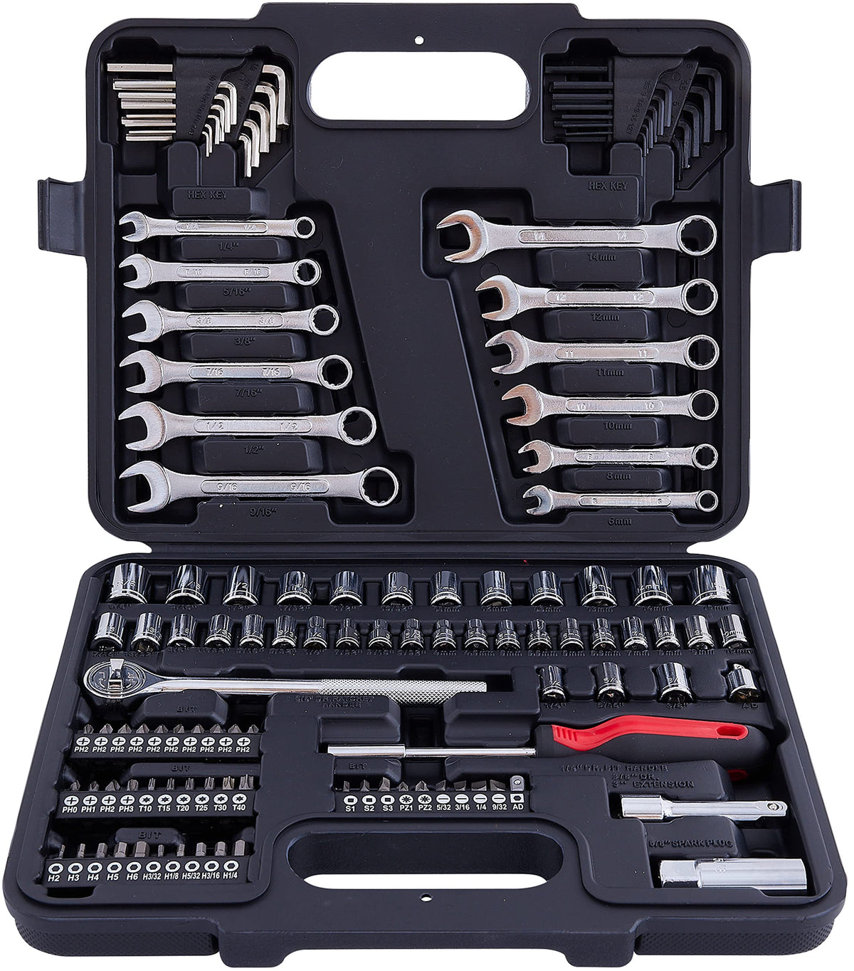 MECHMAX 121-piece tool set organized in a sturdy case for easy access