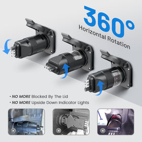 MECMO swivel indicators panel supports easy orientation for any towing vehicle socket.