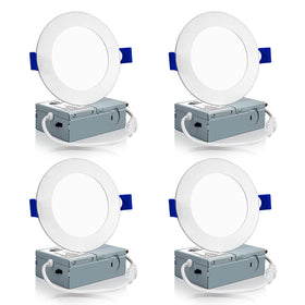 Meconard 4-pack LED recessed light with junction box ready for ceiling installation