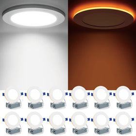 Meconard 4-inch canless LED downlight with night light for ambient glow and clean ceilings.